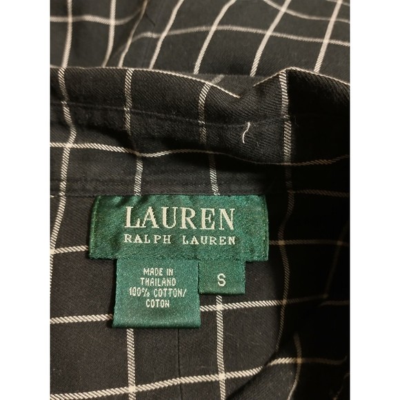Lauren Ralph Lauren Womens Window Pane Check Button Down Shirt Size Small Black - Picture 4 of 5